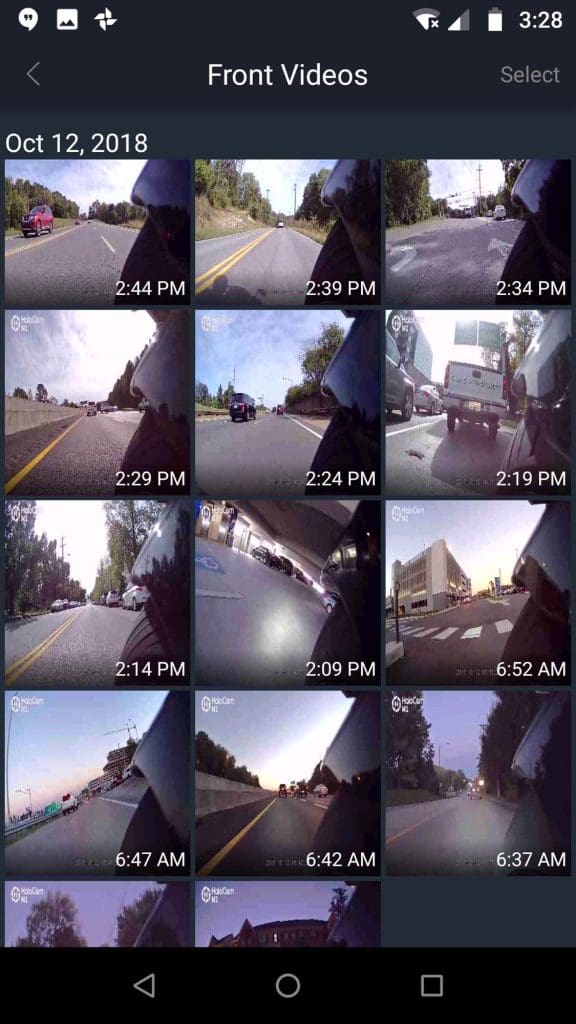 Halocam M1 Motorcycle Dashcam recordings