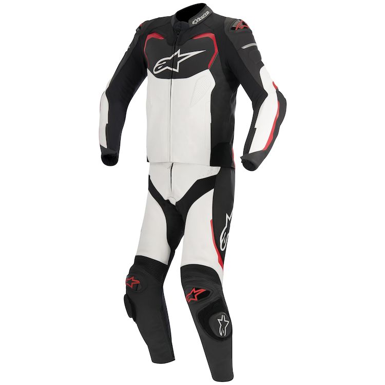 Alpinestars two piece leather race suit front view