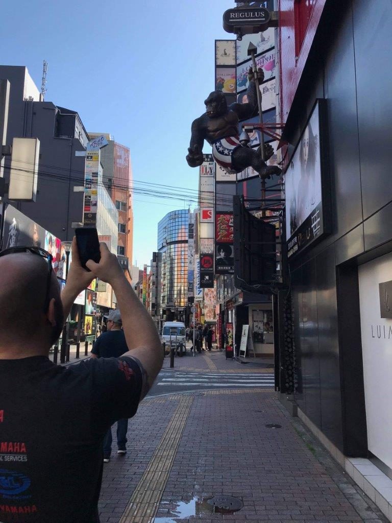 Brett's family enjoying a post-competition victory in Japan