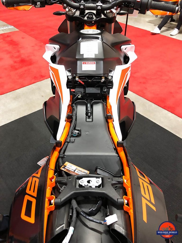 2019 KTM 790 Adventure R seat removed.