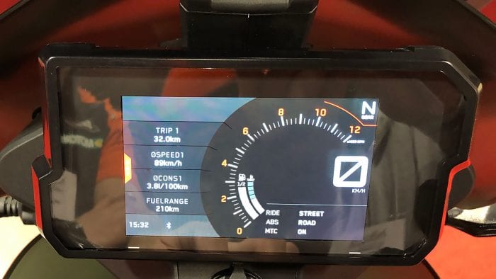 2019 KTM 790 Adventure R display.