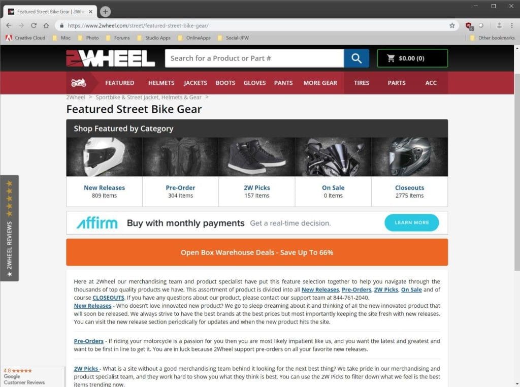 2Wheel.com product ranges