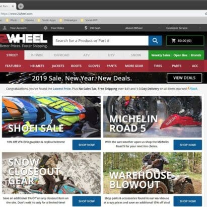 2Wheel.com eCommerce website for motorcycles, helmets, utv/atv, and snowmobiles
