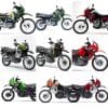 Various Kawasaki KLR650 models during production