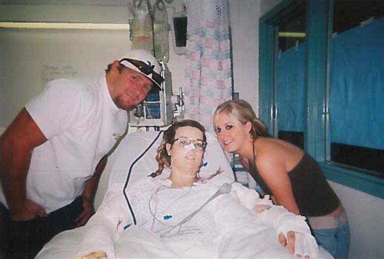 Brittany with friends at the hospital