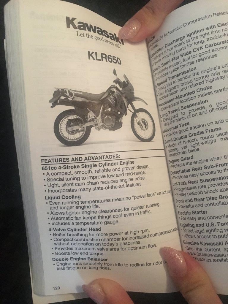 Kawasaki Model Comparison Book - KLR650 Features and Advantages