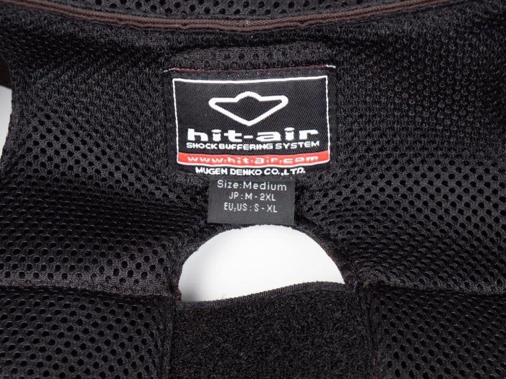 Hit-Air MLV-C Motorcycle Vest Inner Brand Tag