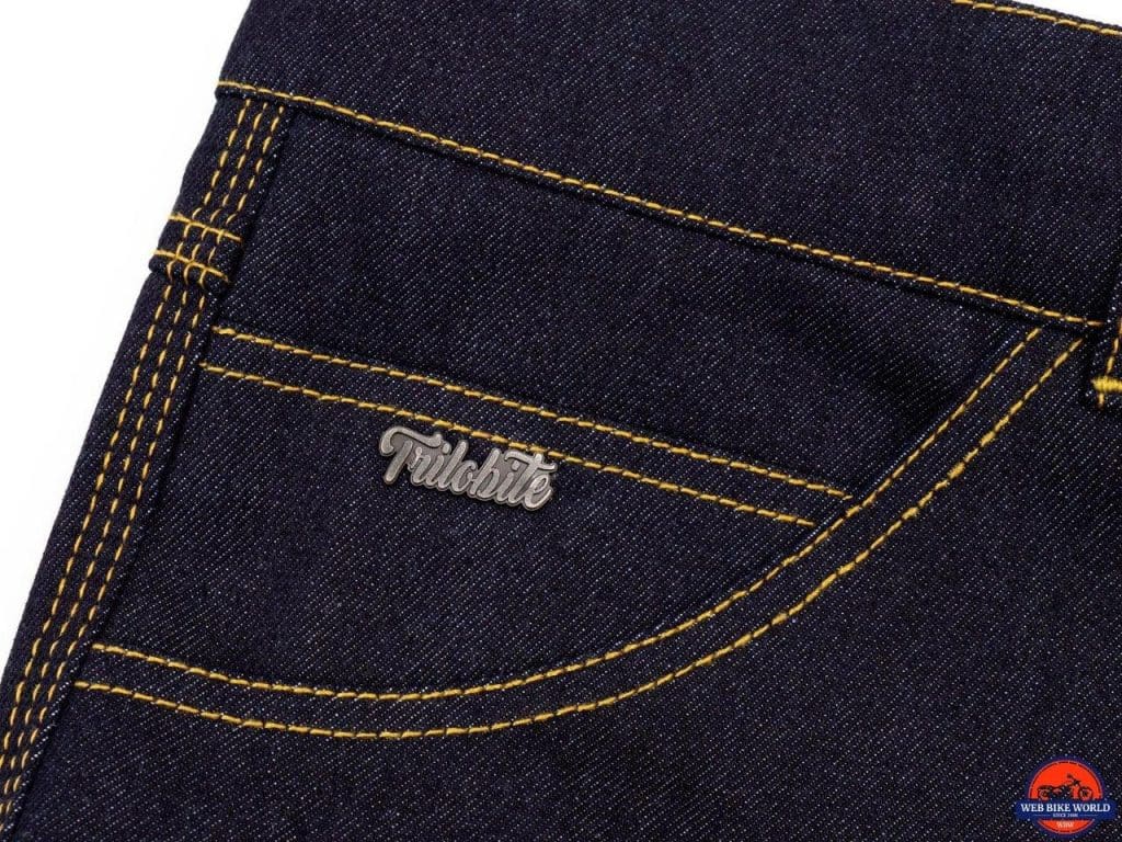 Trilobite Go-Up Jeans logo and stitching