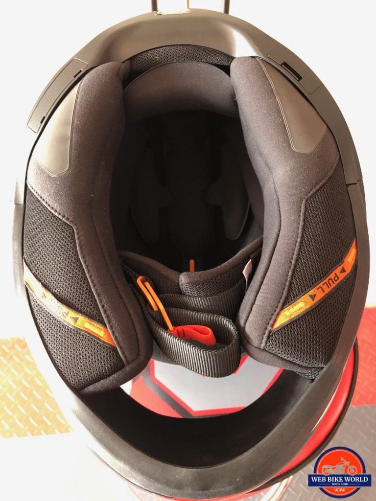 Schuberth R2 base showing port covers for the SC1 comms system