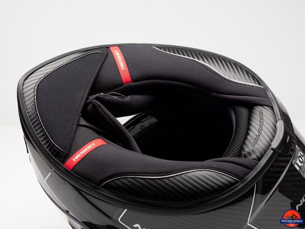 Scorpion EXO-ST1400 Carbon Helmet underside view