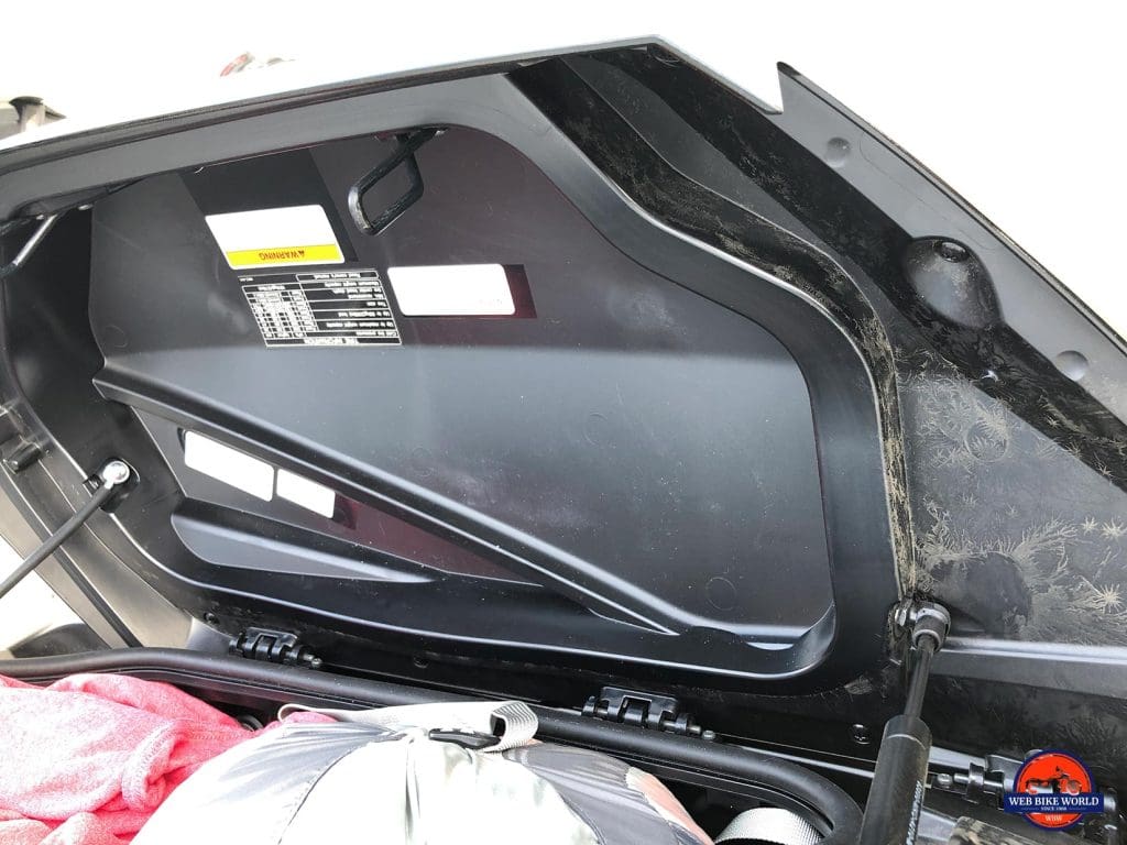 Honda Gold Wing DCT saddlebag interior is dust and water proof.