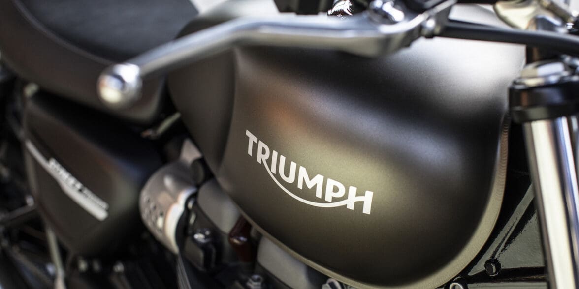 Triumph badge on a tank