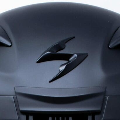 Close up of vents & logo on Scorpion EXO-R710