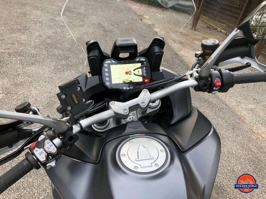 2019 Ducati Multistrada 1260S dash and handlebars.