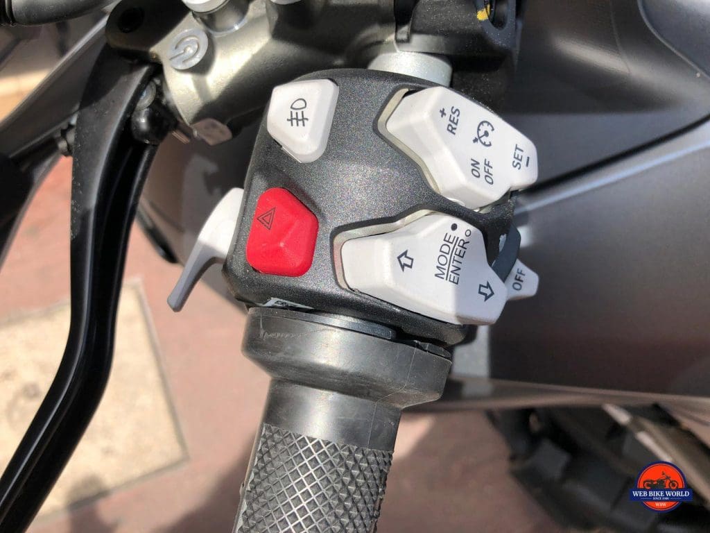 2019 Ducati Multistrada 1260S left handlebar controls.