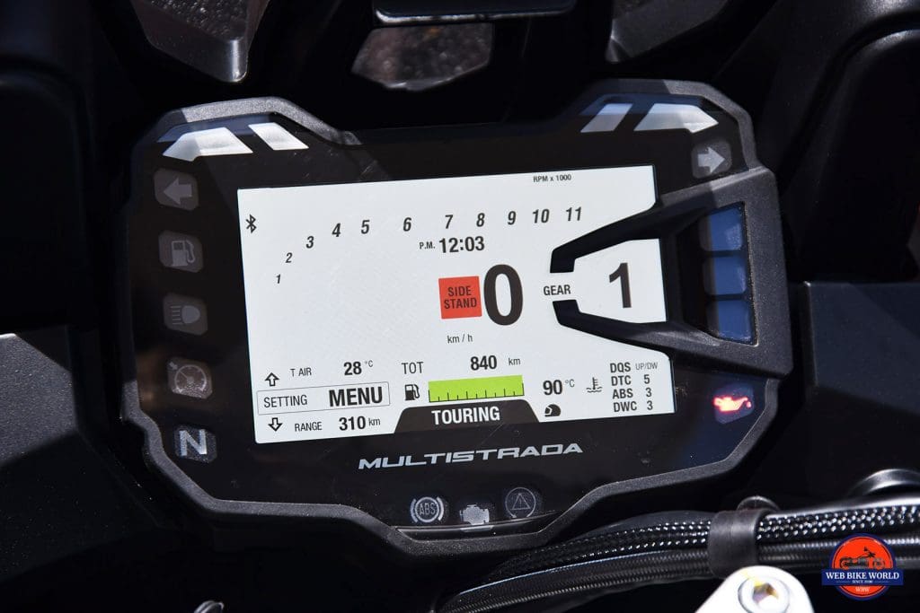 2019 Ducati Multistrada 1260S dash.