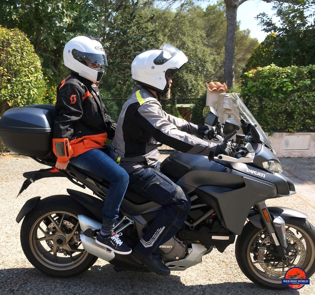 2019 Ducati Multistrada 1260S with rider and passenger on board.