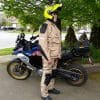 Motonation Cappra Vented Textile Pants worn by Bruce looking cool in Sand