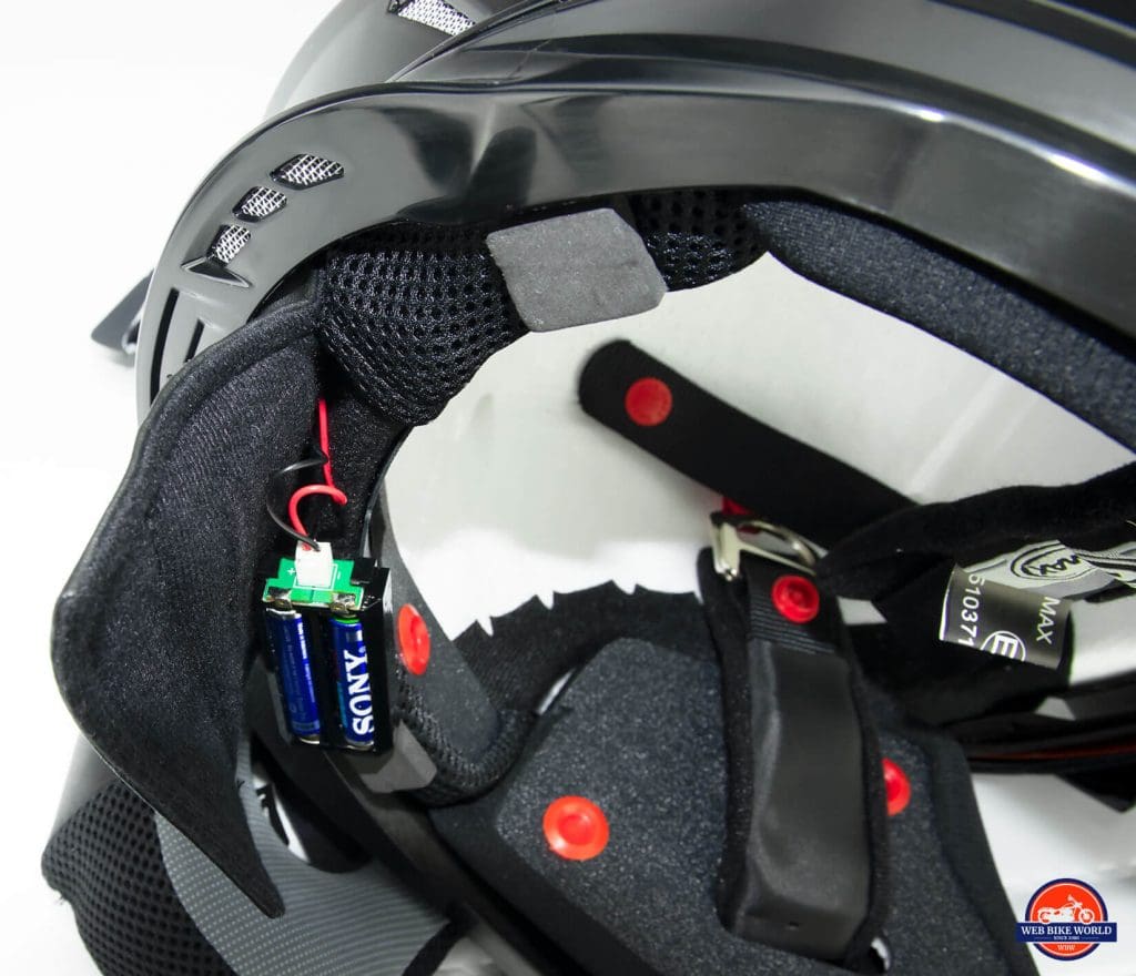 GMax MD01 helmet power pack for the rear LED light.