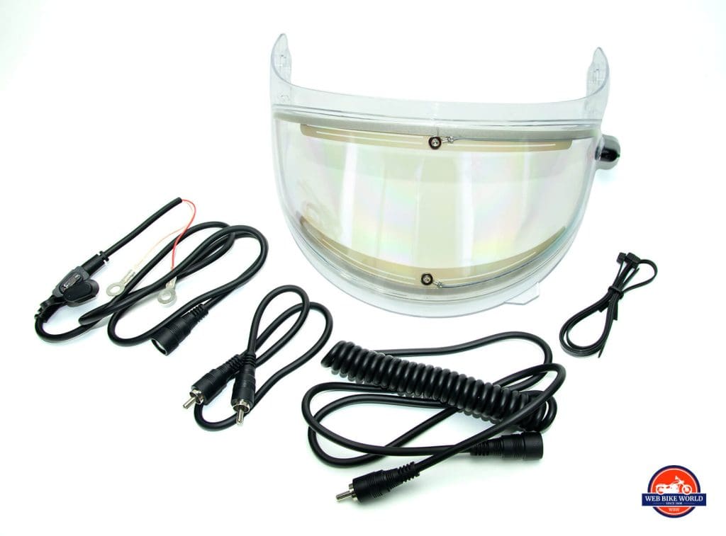 GMax MD01 helmet wiring harnesses and heated visor.