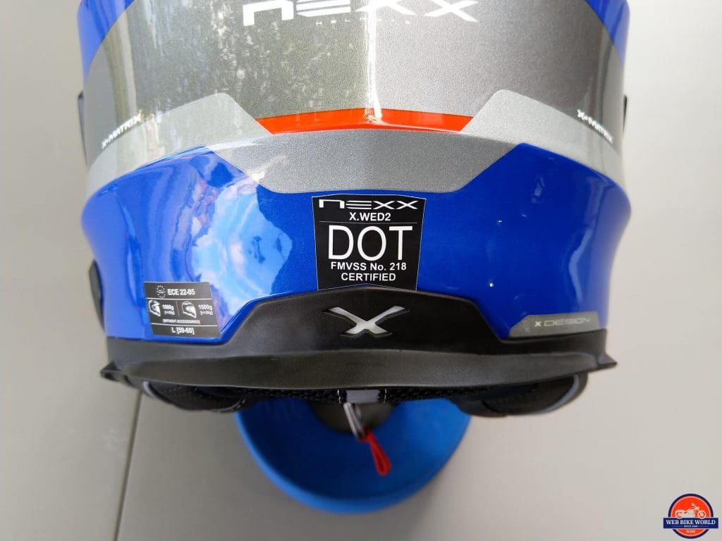 NEXX X.Wed2 X-Patrol Helmet DOT sticker safety rating