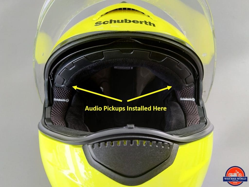 UClear Motion 6 on Schuberth C3 - Audio Pickup Installation Spots