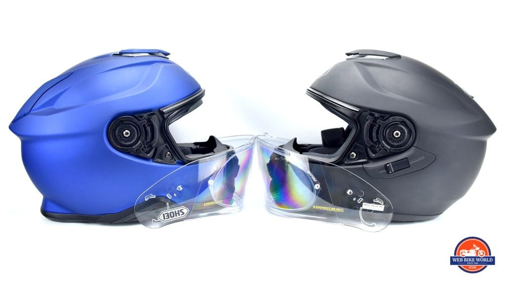 Shoei GT Air on the right with the new GT Air II on the left.