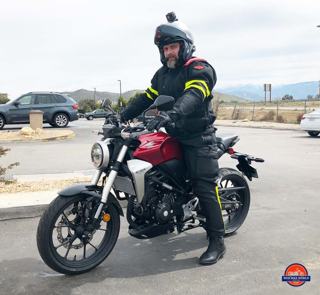 Me on a Honda CB300R wearing Sidi Gavia boots.