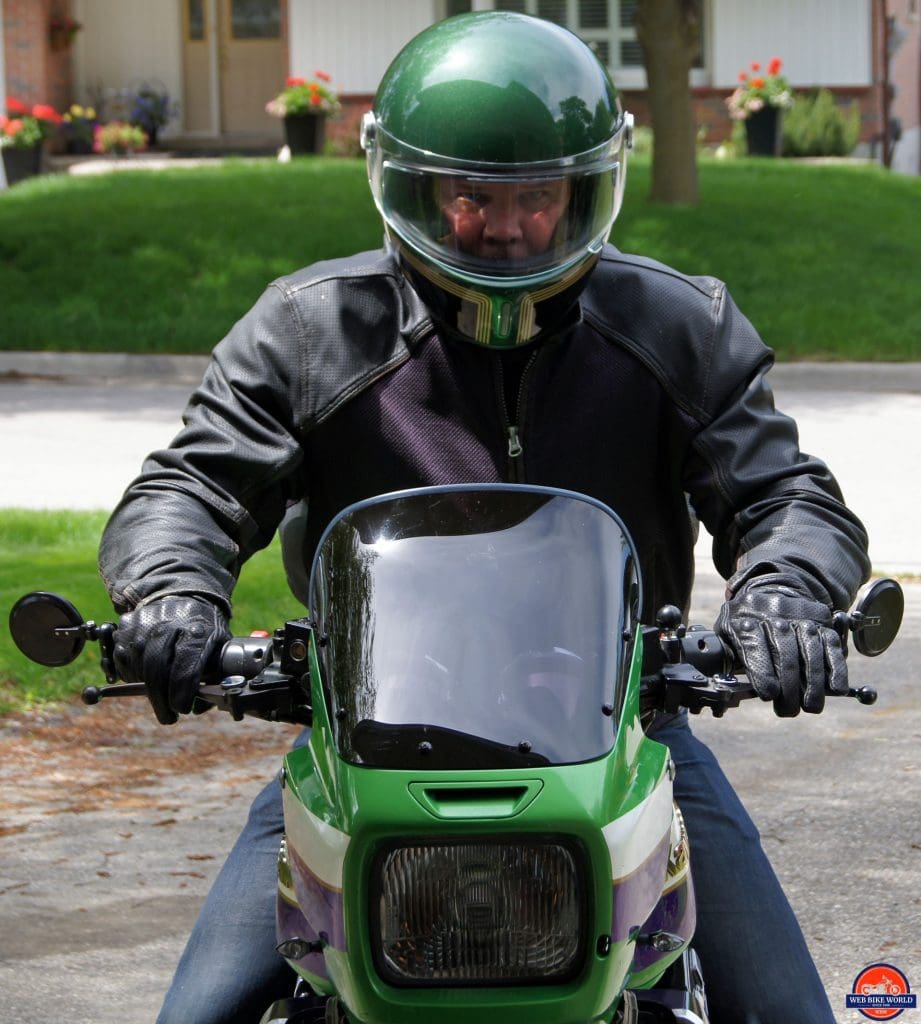 NEXX X.G100 Racer Motordrome Helmet worn by Alan while riding Kawasaki