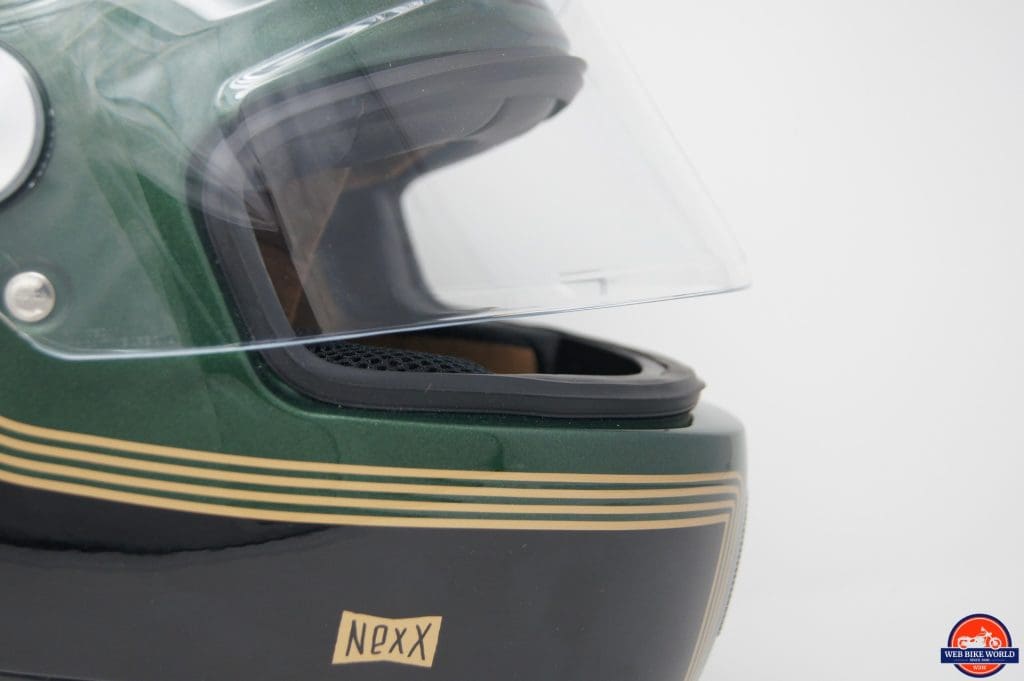 NEXX X.G100 Racer Motordrome Helmet profile view with visor slightly open