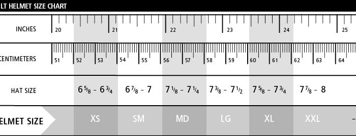 Simpson Outlaw Bandit Size Chart