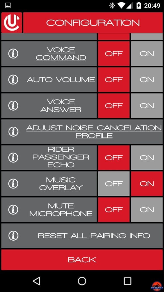 CLEARLink App, Adjust Noise Cancellation Profile, Sequence 1 of 3, Selection