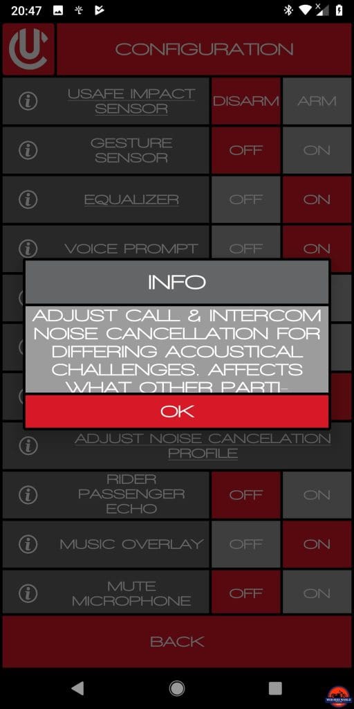 CLEARLink App, Adjust Noise Cancellation Profile, Sequence 2 of 3, Usage details