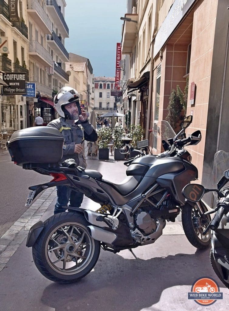 Me with a Ducati Multistrada 1260S in Cannes, France.