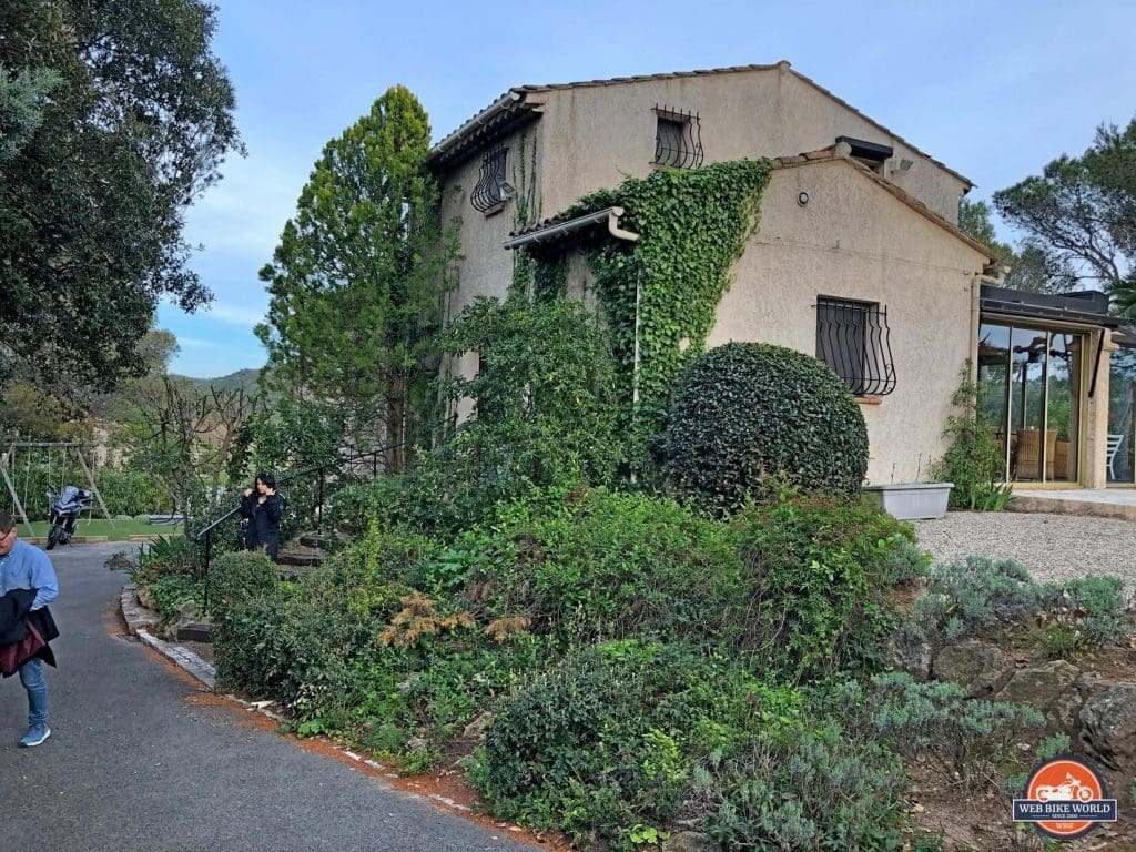 A 2019 Ducati Multistrada 1260S parked outside a villa in St. Raphael, France.