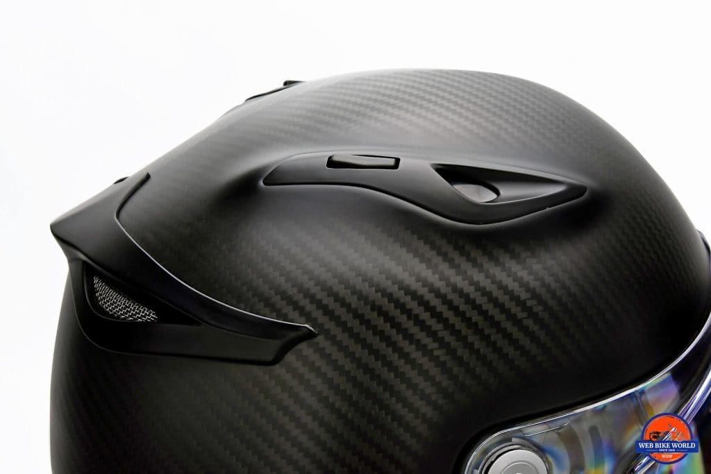 Top air vents on the Klim K1R helmet