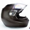 The Klim K1R helmet visor open.