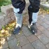 REV'IT! Gravel OutDry Boots with one pant leg tucked in and other covering boot