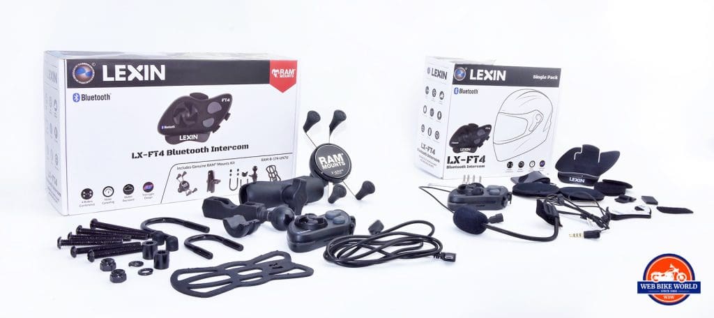 Lexin FT4 Communicator devices and a RAM Mounts X Grip.