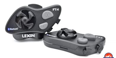 Two Lexin FT4 BlueTooth communication devices.