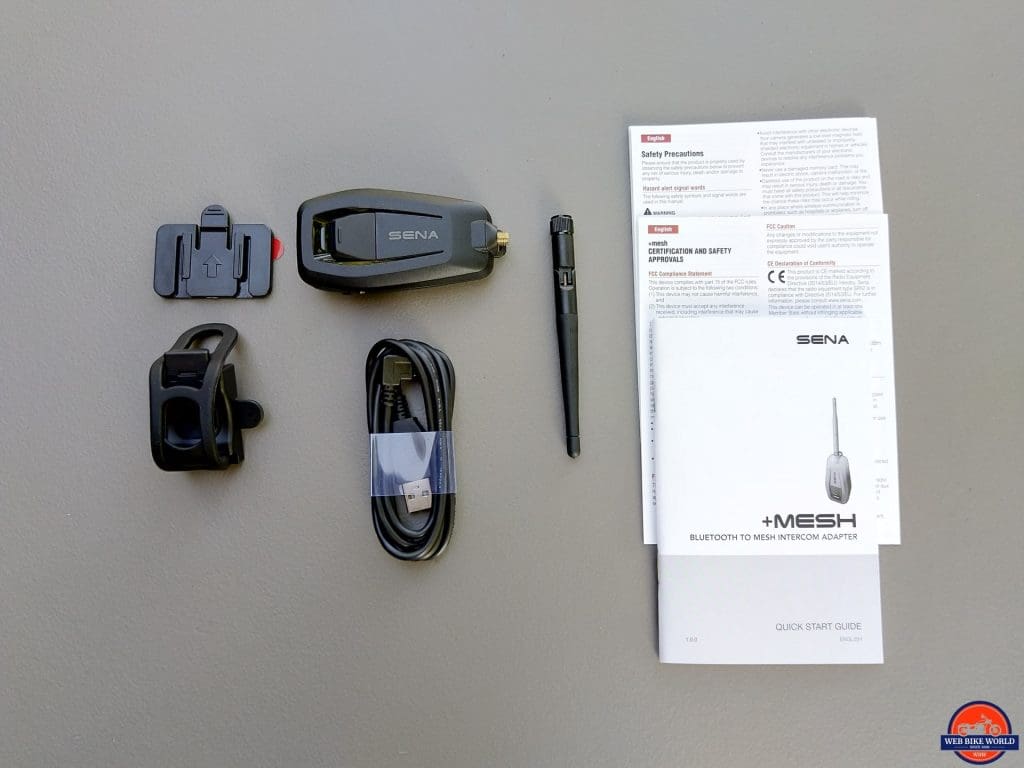 SENA +Mesh Adapter retail box contents