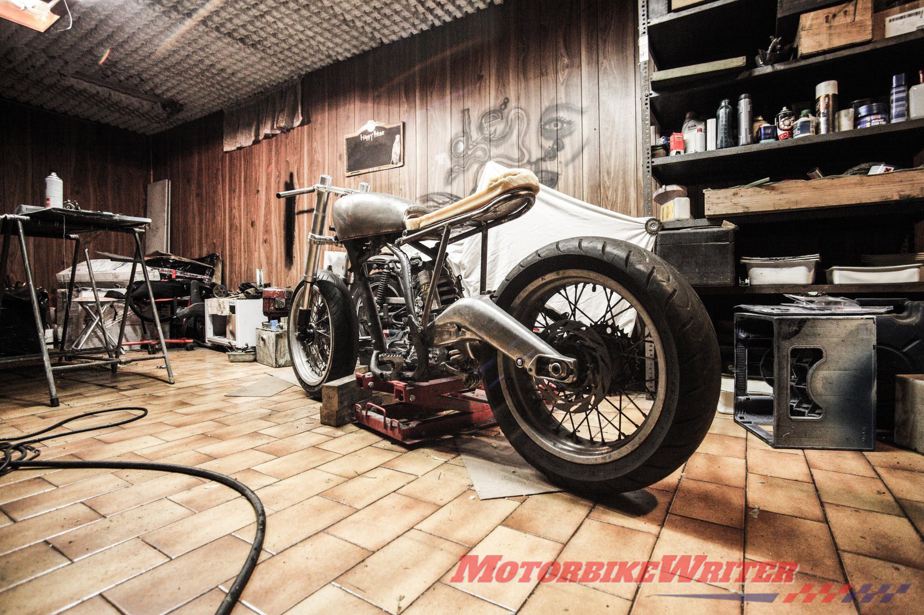 building motorbike motorcycle maintenance garage mechanic