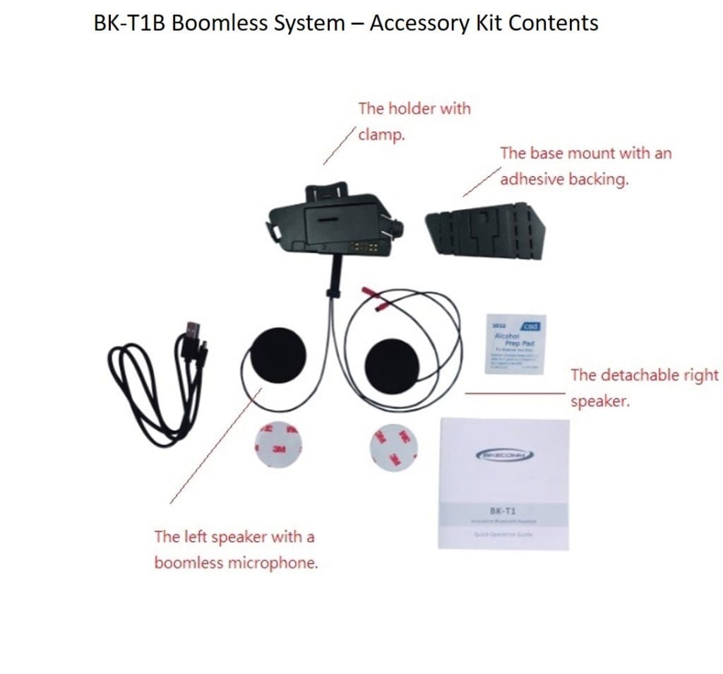 Bikecomm BK-T1 Bluetooth Headset - BK-T1B Accessory Kit