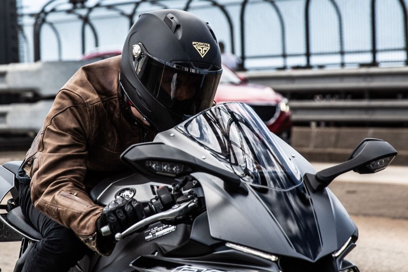 man wearing forcite helmet