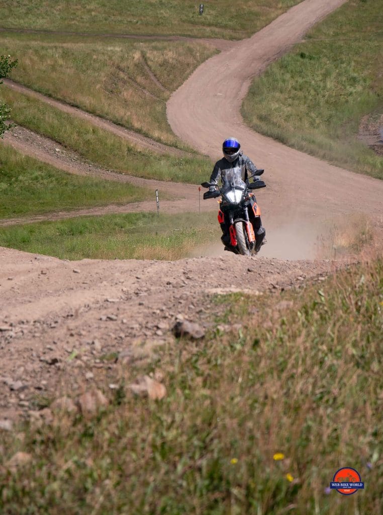 Me riding a KTM 790 Adventure wearing the Joe Rocket Canada Alter Ego 14.0 jacket.