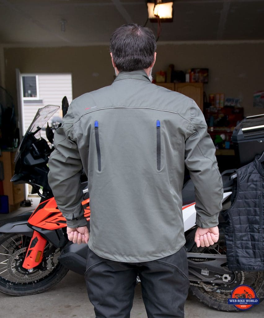 The rear air vents of the Joe Rocket Canada Alter Ego 14.0 jacket.