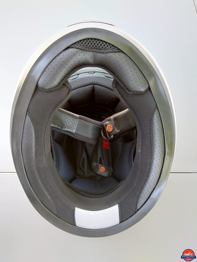 Sena Momentum Pro Helmet - interior view of lining, padding, d-rings, etc.