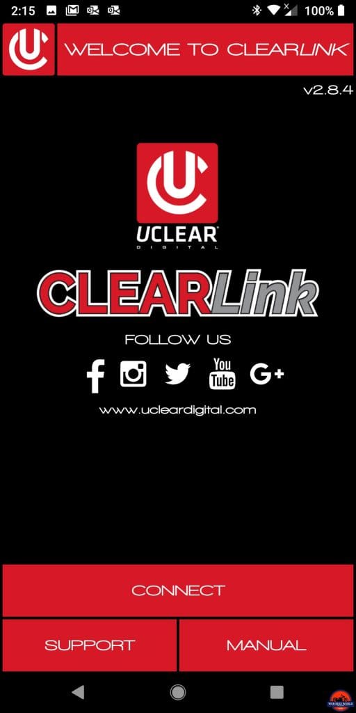 UClear AMP Go BT System CLEARLink APP screen