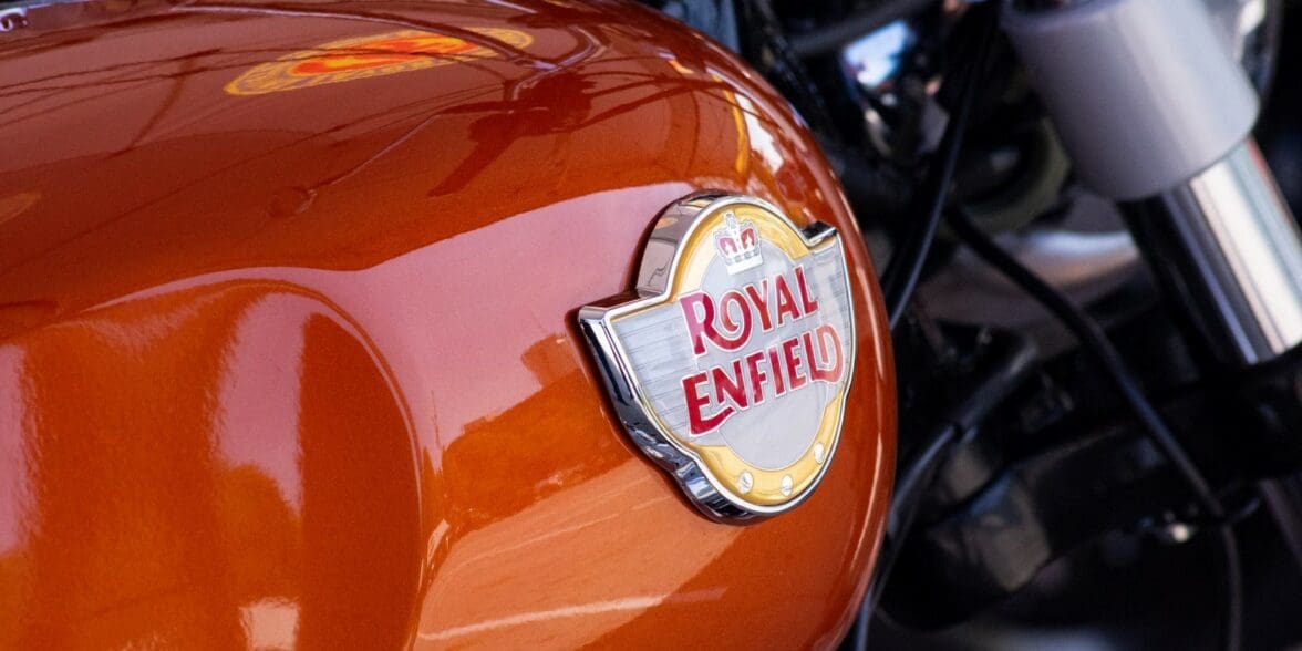 2019 Royal Enfield INT650 gas tank badging.