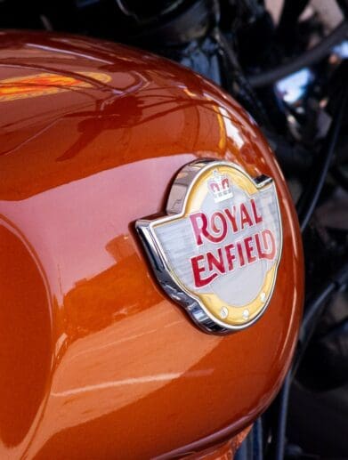 2019 Royal Enfield INT650 gas tank badging.